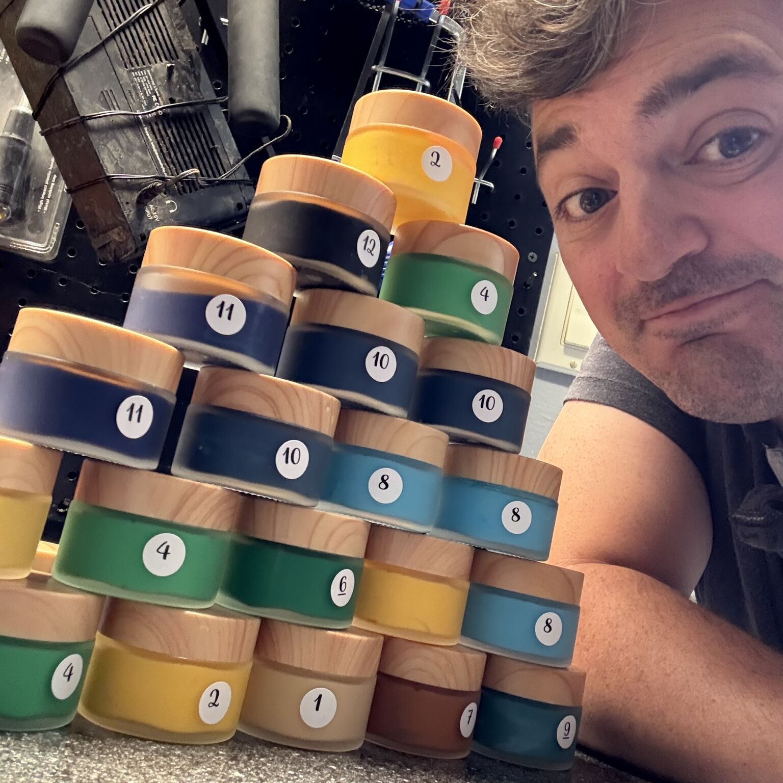 Pat Carroll from Paintable Pictures making a paint by number mural in Columbus, Ohio